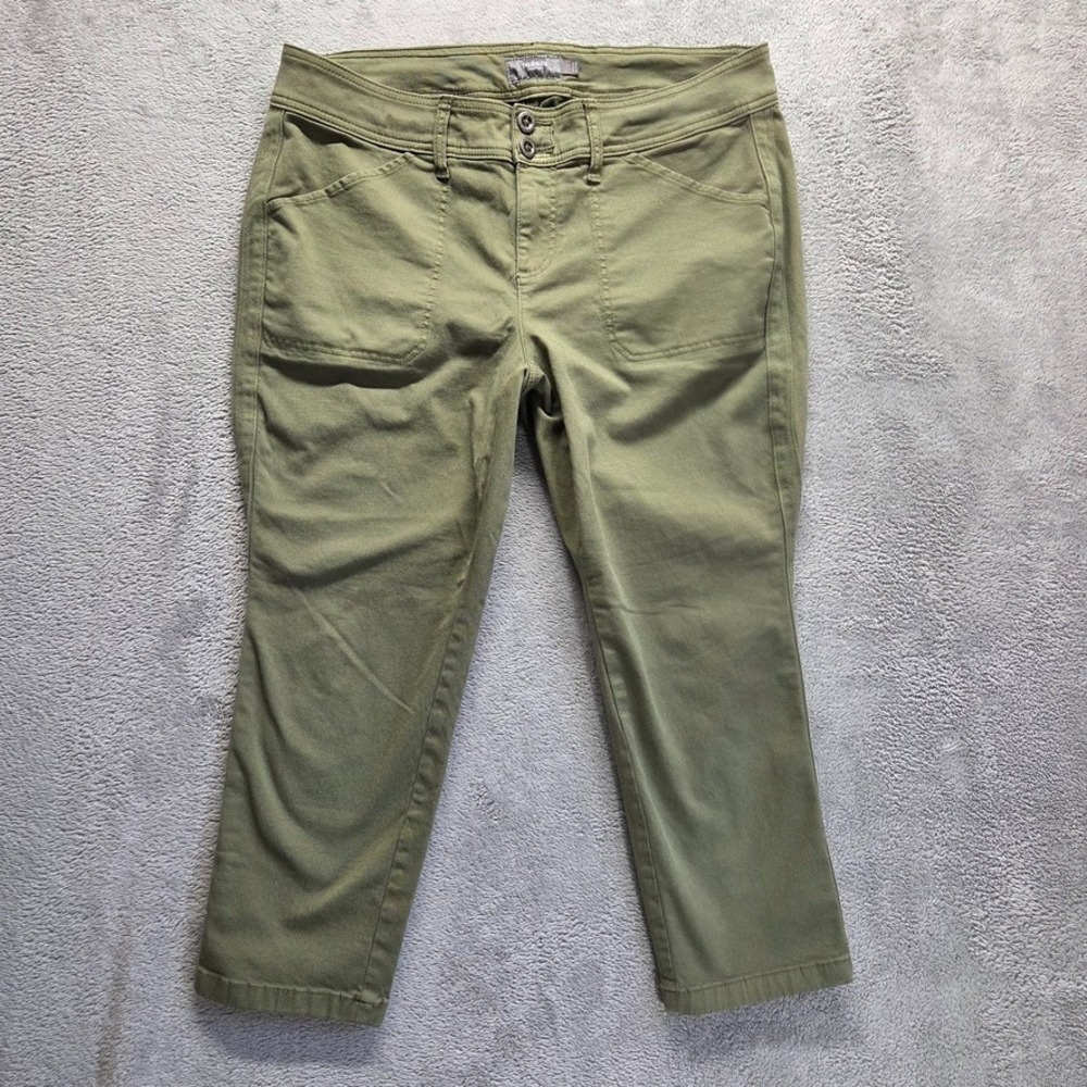 Torrid Pants Womens 16 Green Cropped Aviator Skinny Mid Rise Twill Preppy‎